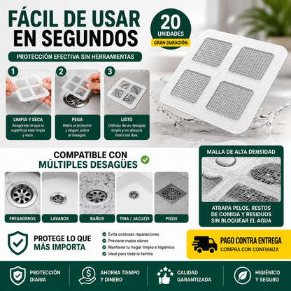 Protector de Desagüe Adhesivo (20 Unidades)